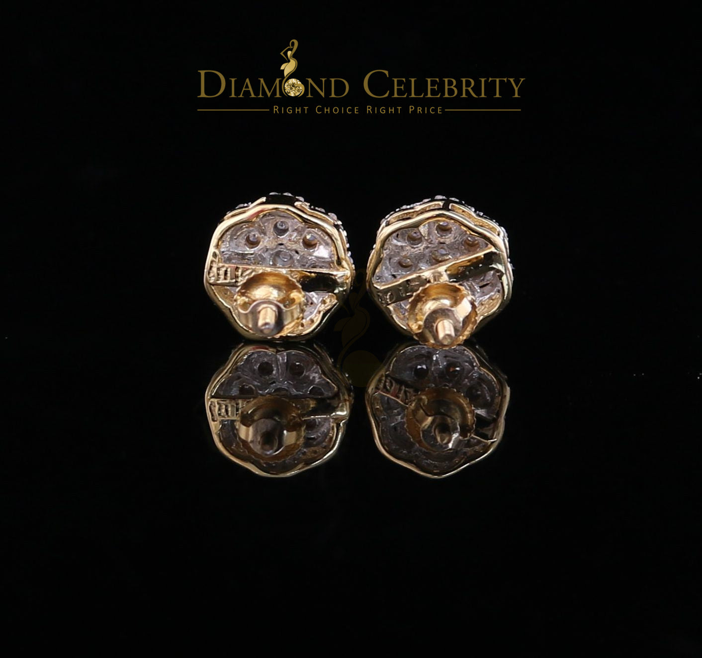DiamondCelebritees10K Real Yellow Gold Real Diamond 0.25CT Men's/Women's Stud Micro Earring