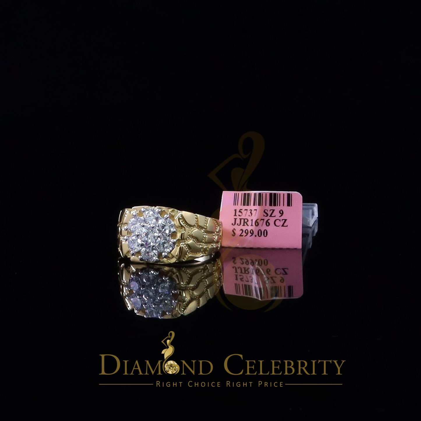 DiamondCelebritees 925 Yellow Sterling Silver 2.34ct Cubic Zirconia Promise Flower Ring Size 9