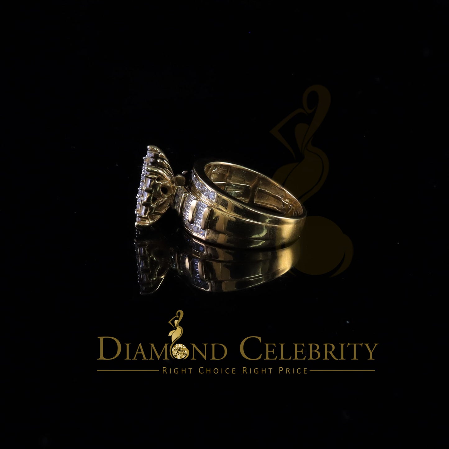 DiamondCelebritees 925 Yellow Square 2.34 ct Cubic Zirconia Silver Engagement Men's Ring Size 8