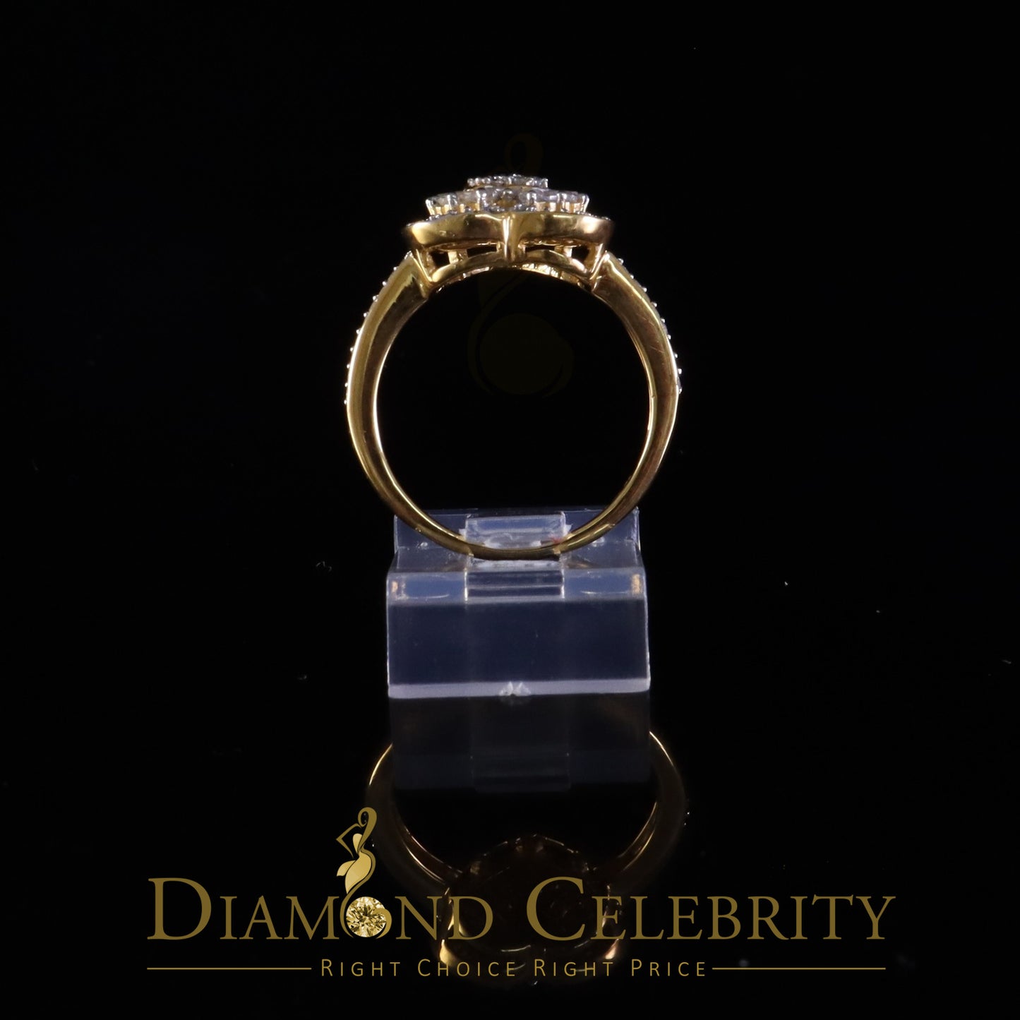 DiamondCelebritees Moissanite 925 Yellow Silver 1.00ct VVS 'D' Baguette Heart Rings Women's Size 7