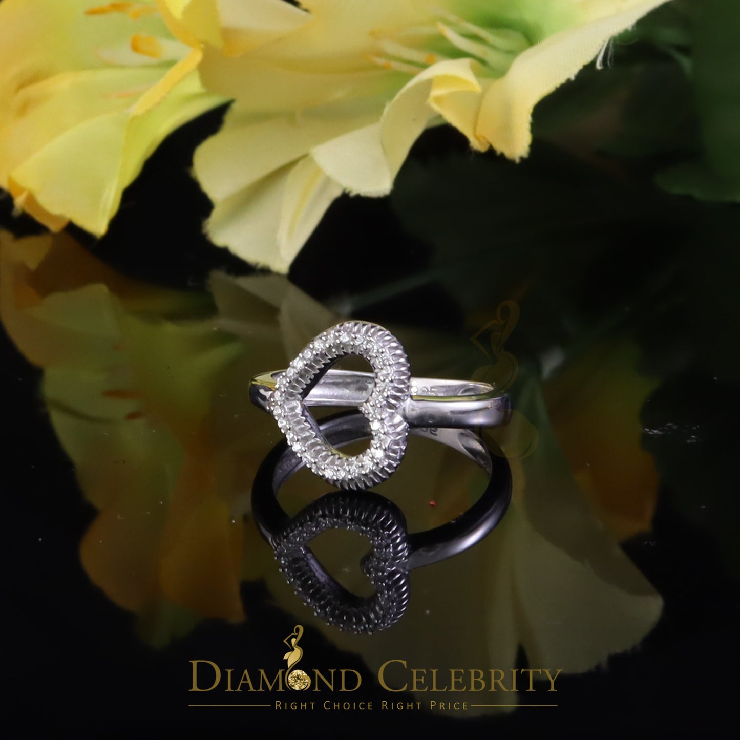 DiamondCelebritees White 925 Sterling Silver 0.22ct Cubic Zirconia Promise Heart Women's Ring SZ 7
