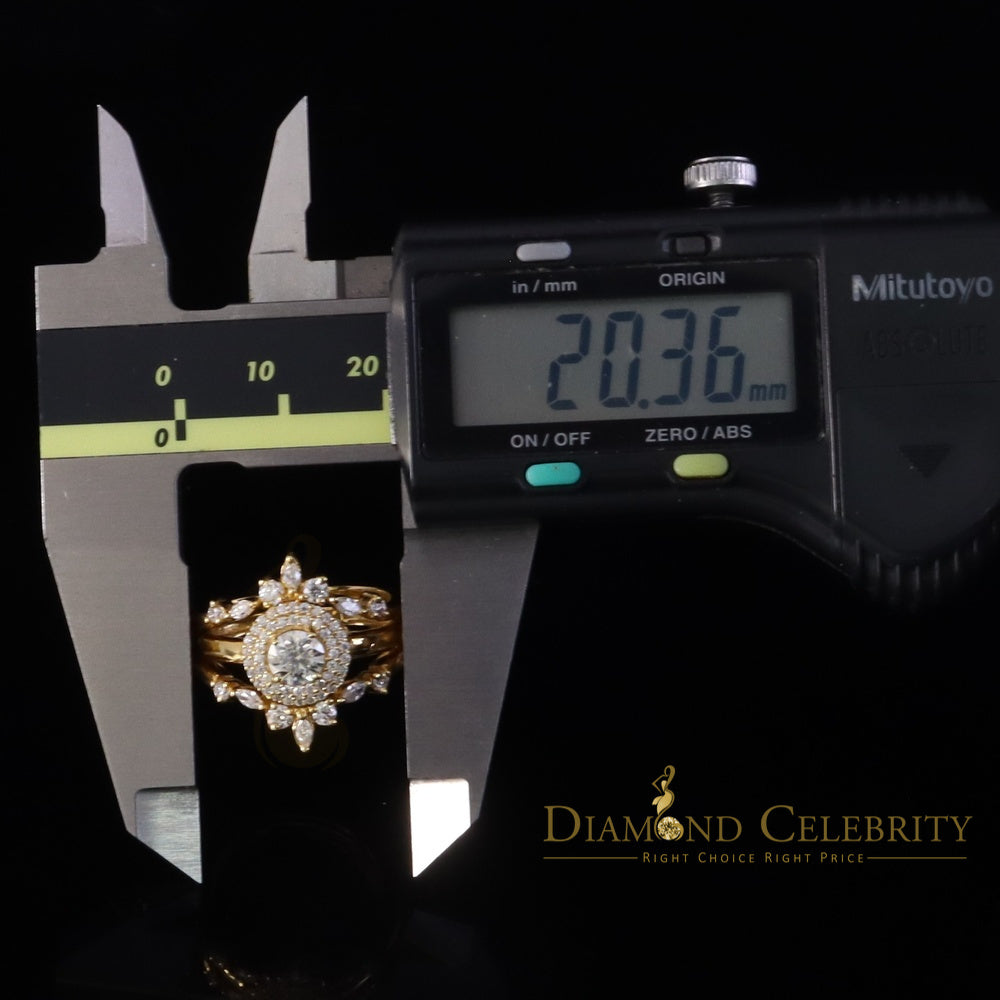 DiamondCelebritees 925 Silver Moissanite 1.66ct Women Enhancer Round Wrap Insert Ring SZ 7 Yellow