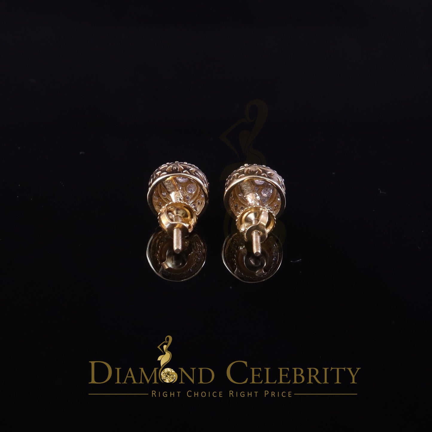 DiamondCelebritees Moissanite Round Stud Earrings Men's/Womens 925 Silver Yellow 0.50ct VVS 'D'