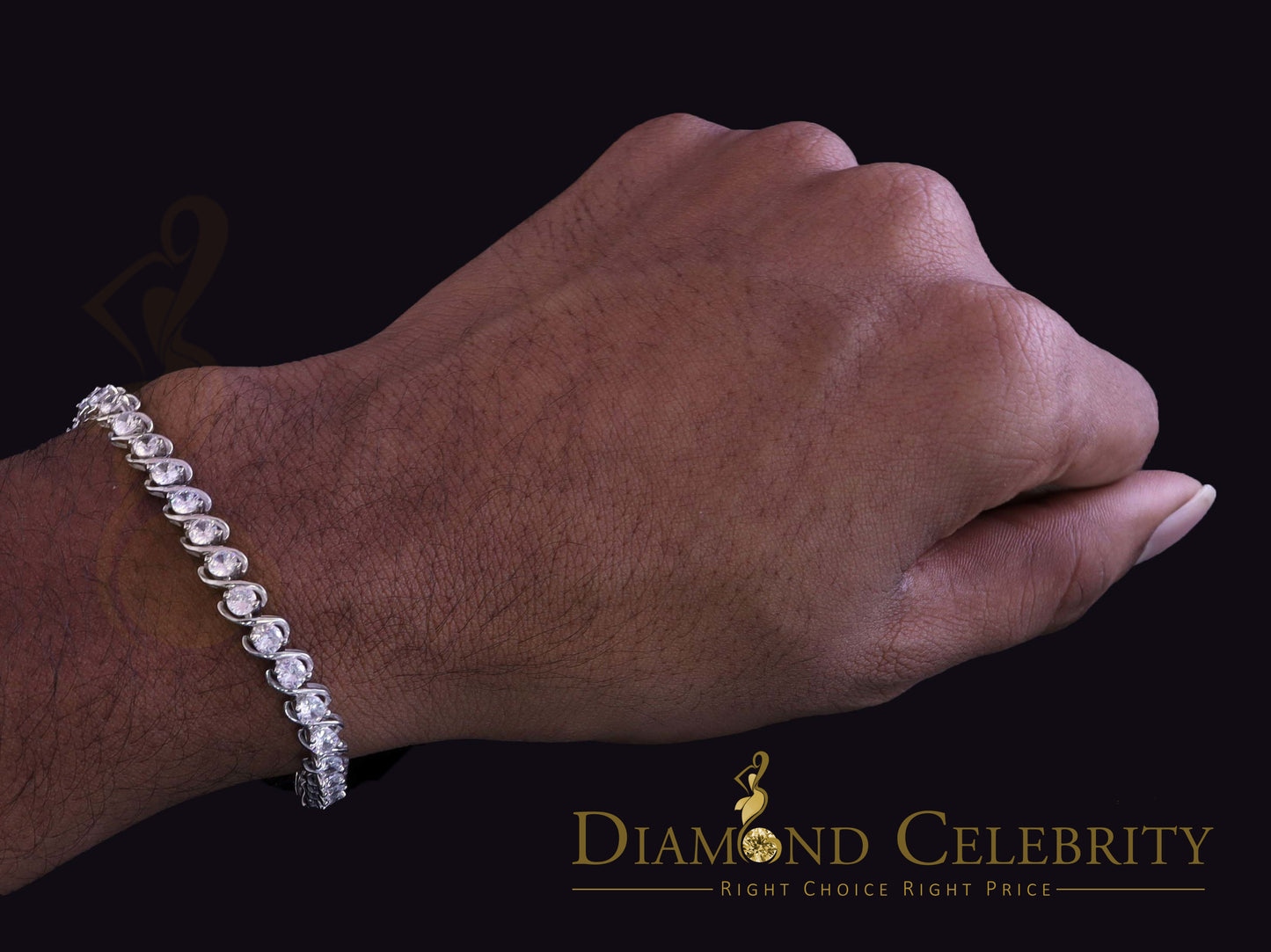 Diamondcelebritees 925 White Sterling Silver 8MM 0.80CT Cubic Zirconia Tennis Bracelet 9 Inch long