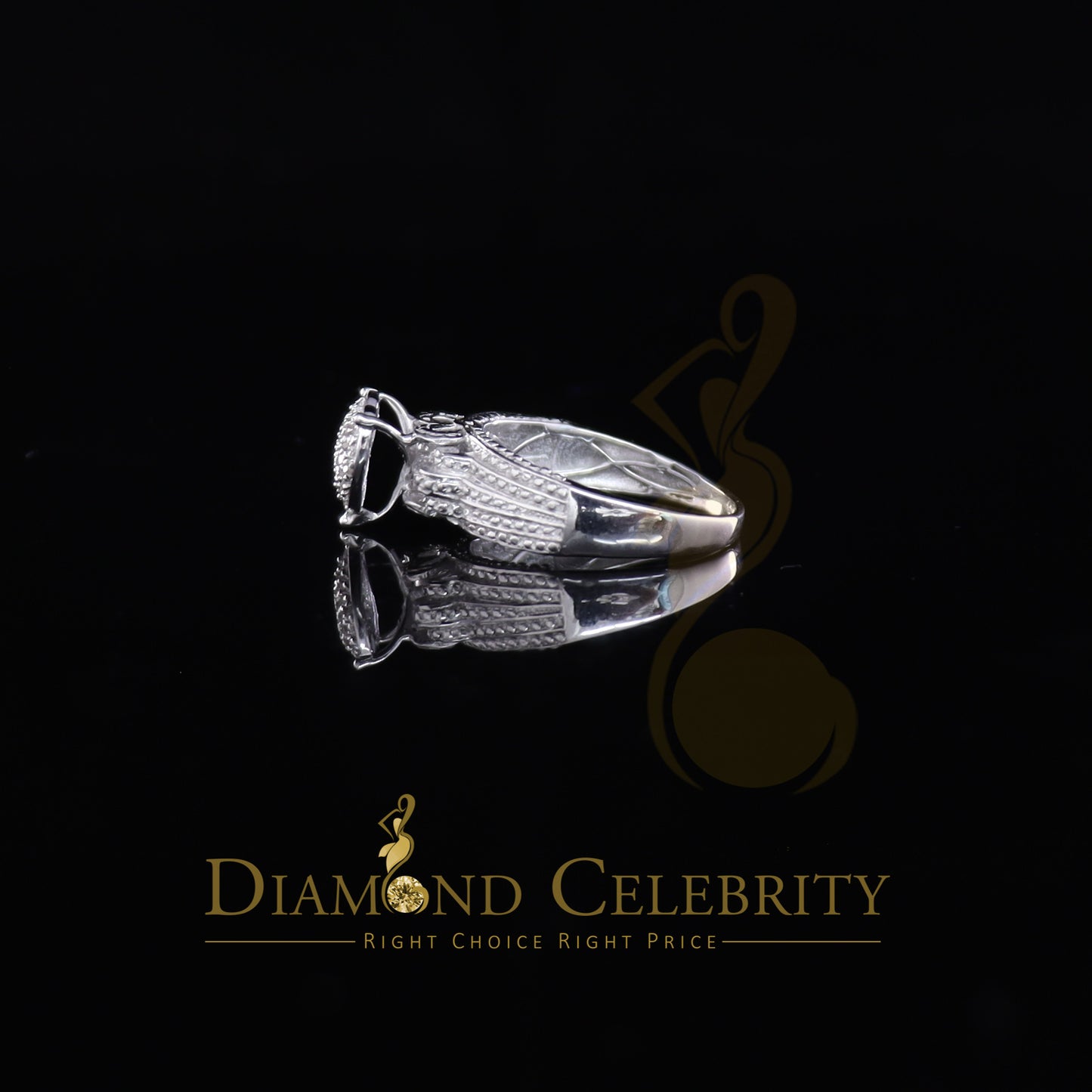 DiamondCelebritees Heart Ring SZ 7 0.10CT Real Diamond 925 Sterling White Silver Engagement Womens