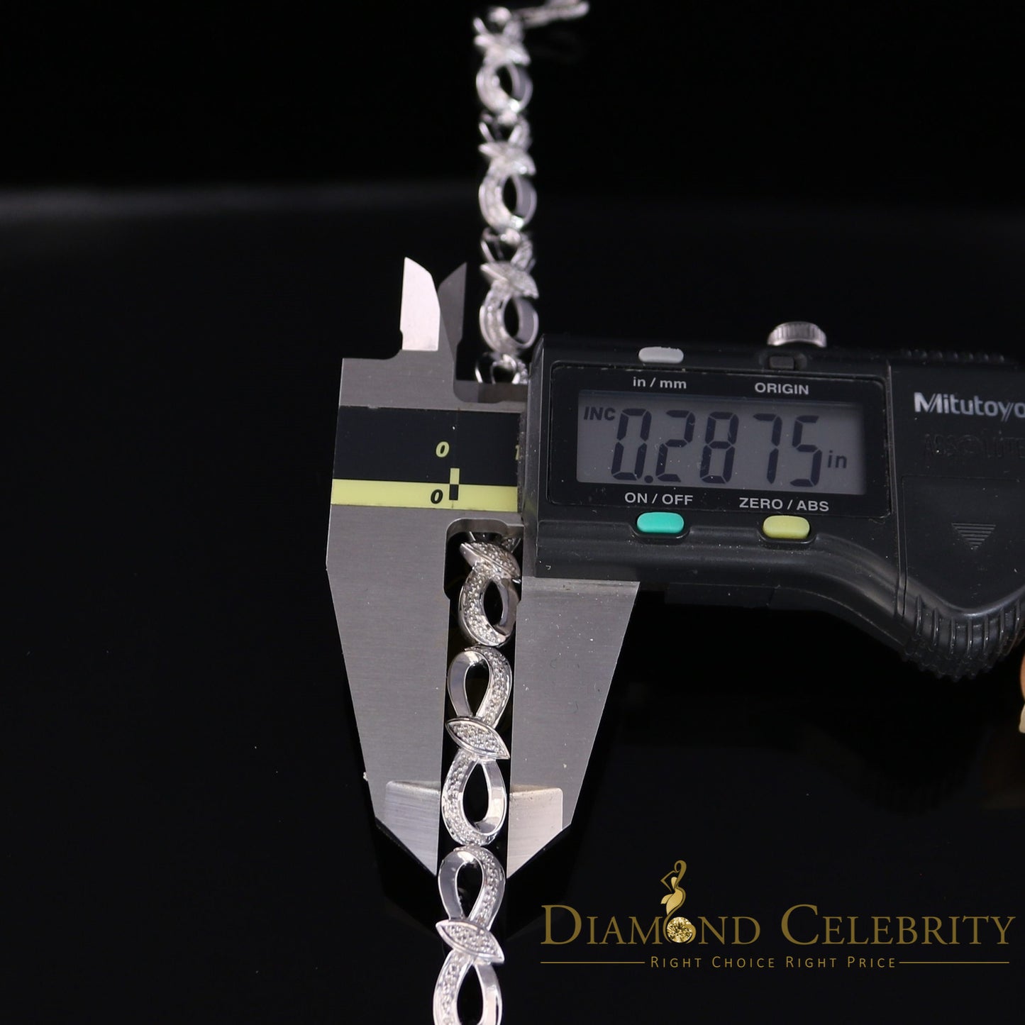 Diamondcelebritees 925 Sterling Silver Infinity Style 0.15CT Real Diamond Bracelet Size 7.5 Inch