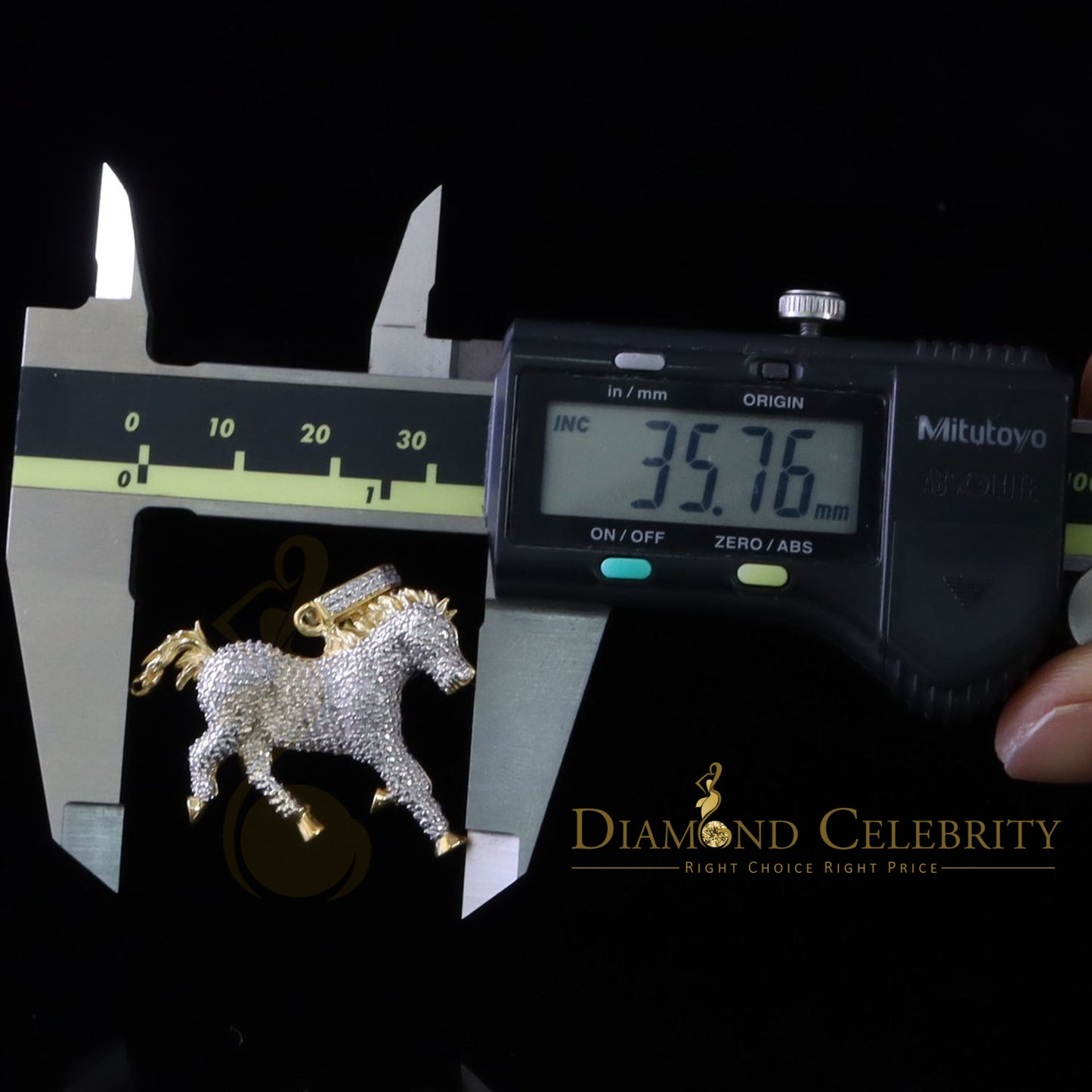 DiamondCelebritees Real 0.33ct Diamond 925 Sterling Silver HORSE Yellow Charm Necklace Pendant