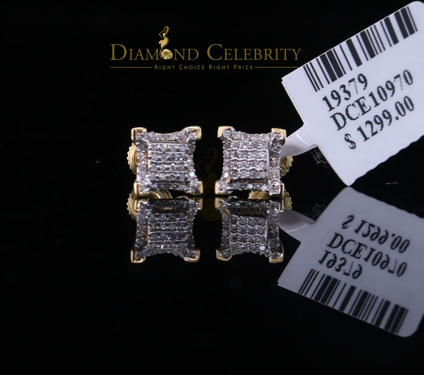 DiamondCelebritees10K Real Yellow Gold Real Diamond 0.20CT Men's/Women's Stud Micro Earring