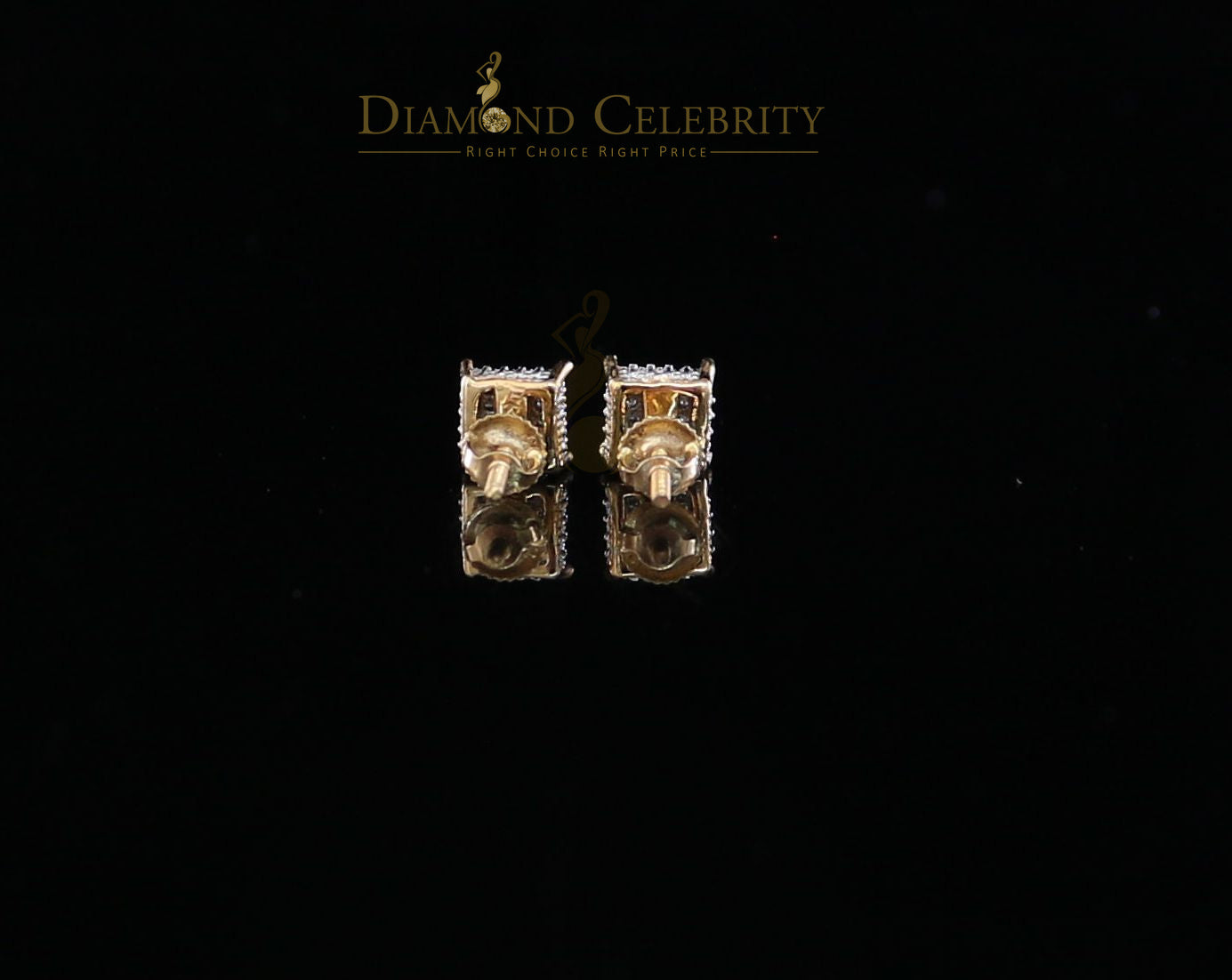 DiamondCelebritees Men's/Women's 10K Real Yellow Gold with 0.10CT Real Diamonds stud Earrings