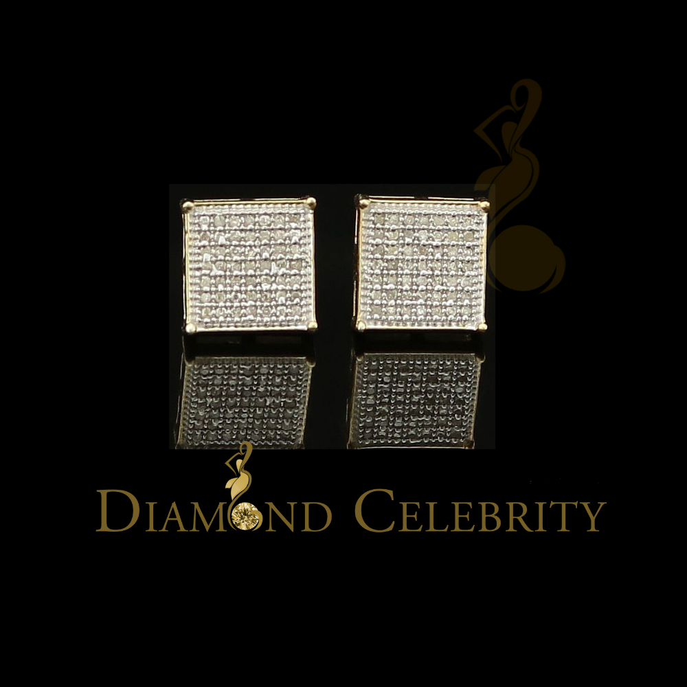 DiamondCelebritees 925 Sterling Silver 0.25ct Diamond Yellow Stud Men's/ Women's Earrings