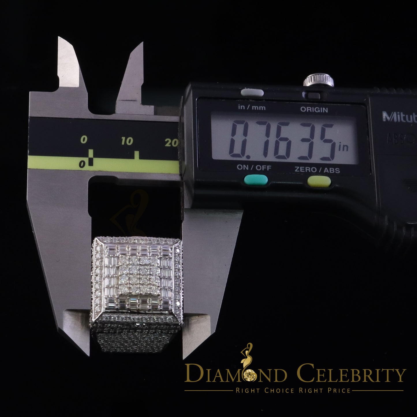DiamondCelebritees Men's 925 White Silver 5.50ct VVS 'D' Moissanite Stone 3D Square Rings Size 10