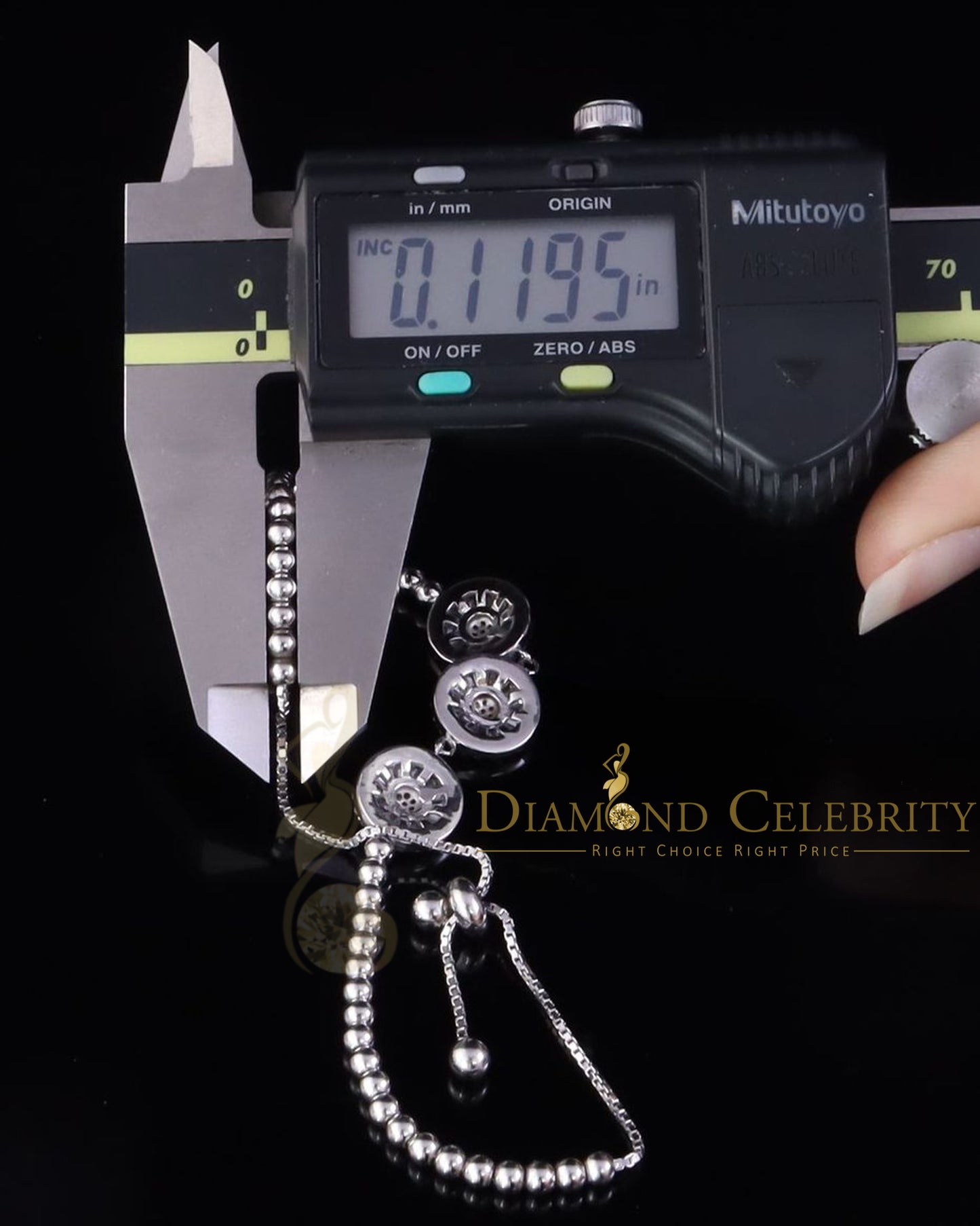 Diamondcelebritees Sterling Silver Fancy Round White Bracelet Cubic Zirconia Adjustable Size 7 Inch