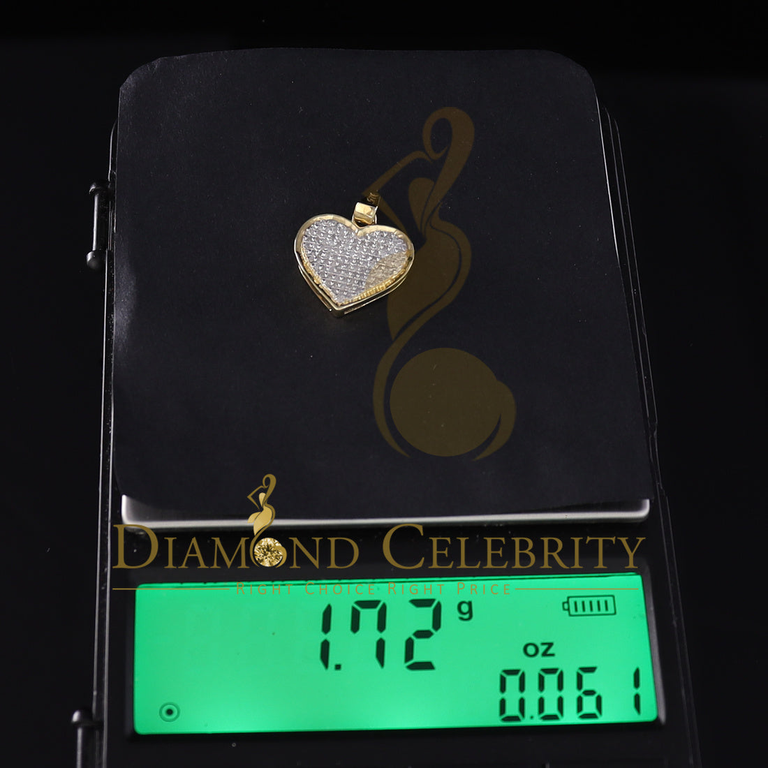 DiamondCelebritees Real 0.25ct Diamond 925 Sterling Silver HEART Charm Necklace Yellow Pendant
