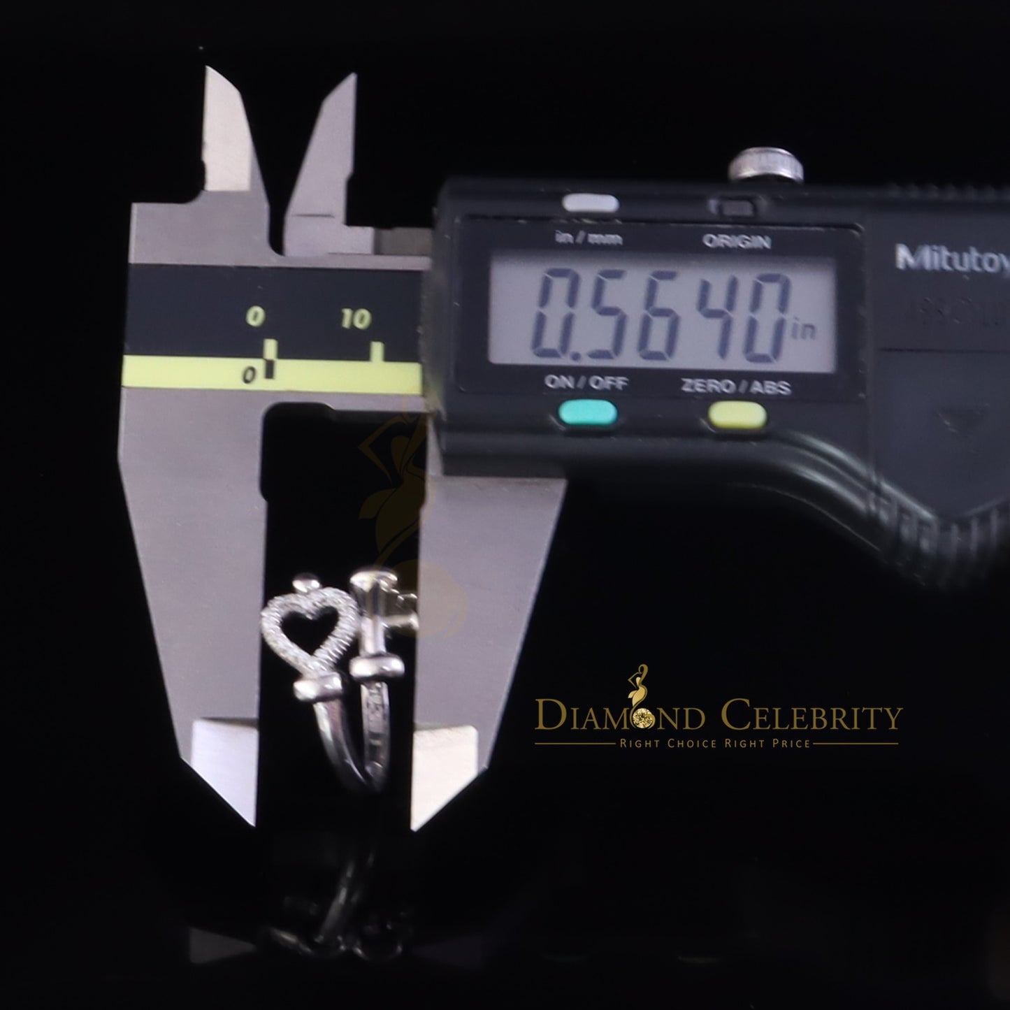 DiamondCelebritees 925 Sterling Silver 0.20ct Cubic Zirconia Promise Heart White Key Ring Size 7