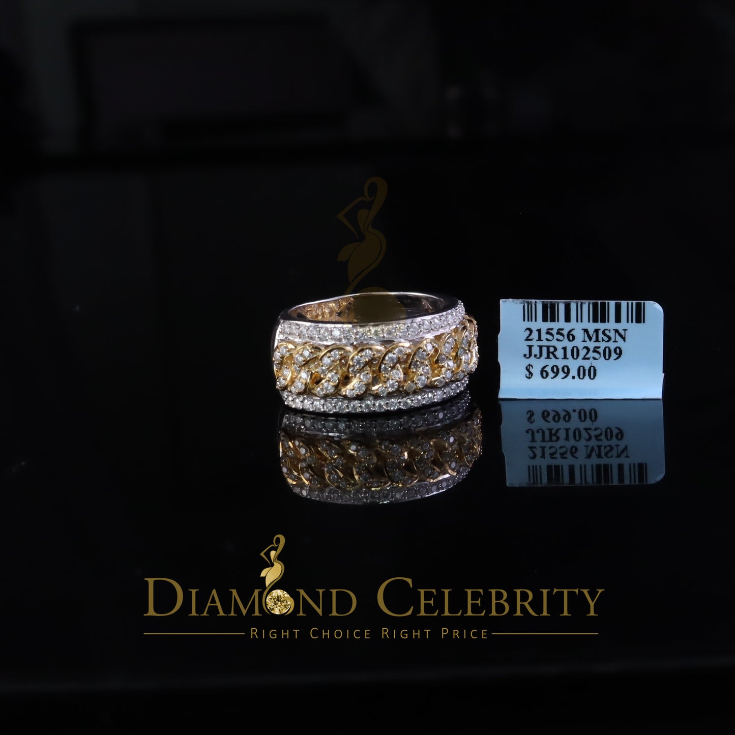 DiamondCelebritees 1.50ct Cuban Band 925 Silver For Men's & Women's Moissanite White Ring Size 8