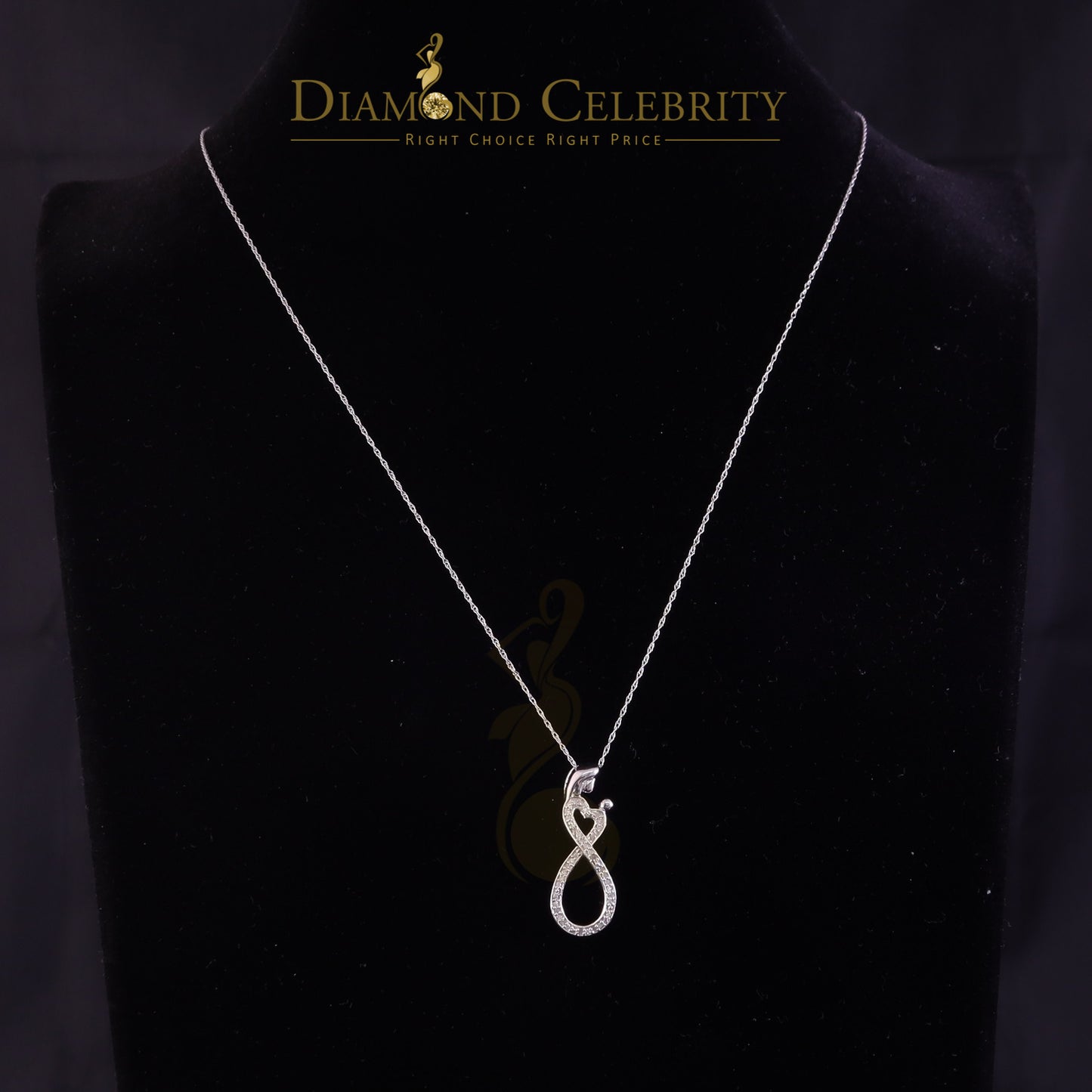 DiamondCelebritees Real 0.10CT Diamond MOM'S LOVE Sterling Silver White Charm Necklace Pendant