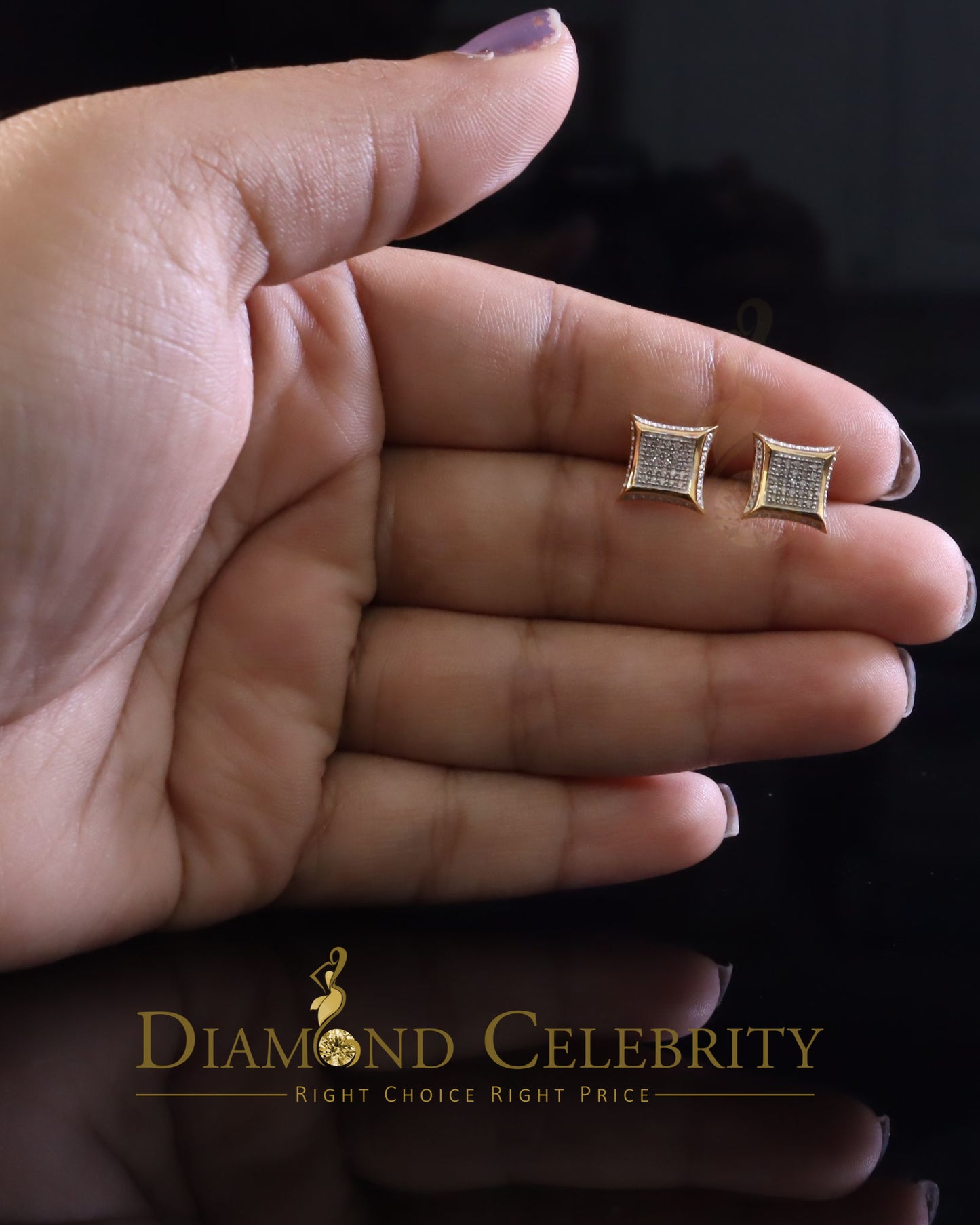 DiamondCelebritees10K Yellow Real Gold Stud Earring with Real 0.20ct Diamond earrings