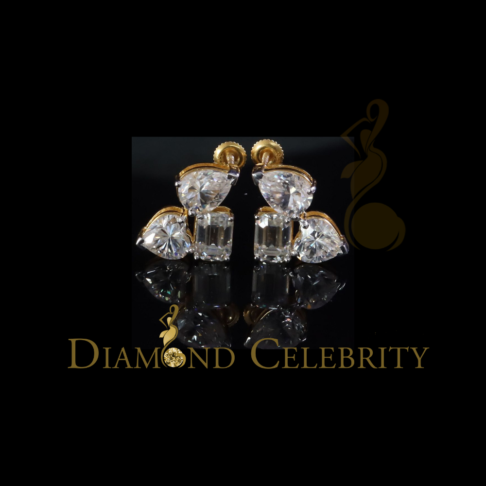 DiamondCelebritees Classy Stud Earring 7.00CT VVS 'D Moissanite Women's 925 SilverYellow Toi et Moi