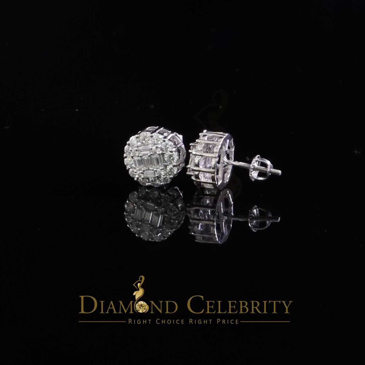Diamondcelebritees White Men's/Womens 925 Silver 1.50ct VVS 'D' Moissanite Round Stud Earrings
