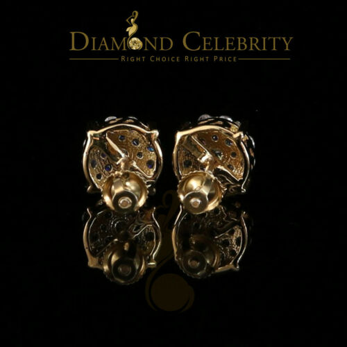 DiamondCelebritees 925 Sterling Yellow Silver 1.22ct Cubic Zirconia Round Women's Stud Earrings
