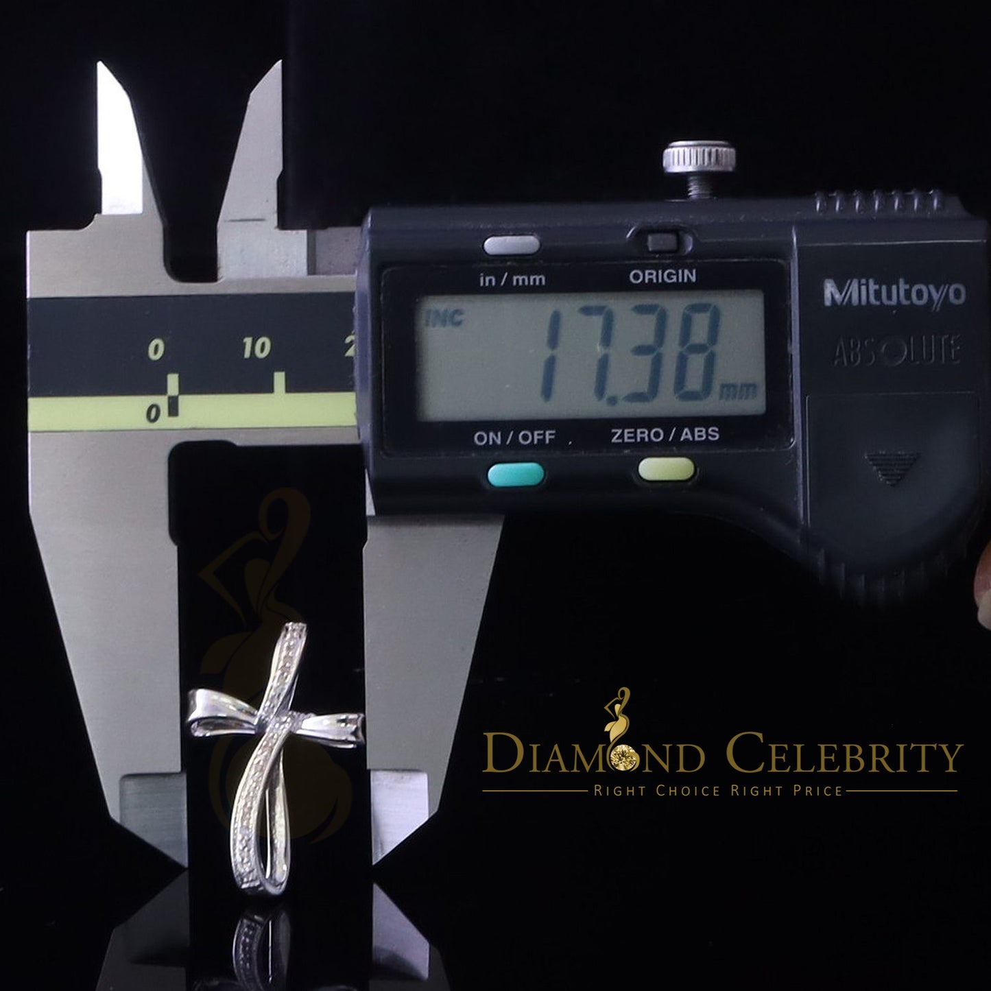 DiamondCelebritees Real 0.07ct Diamond Sterling Silver White Cross Pendant