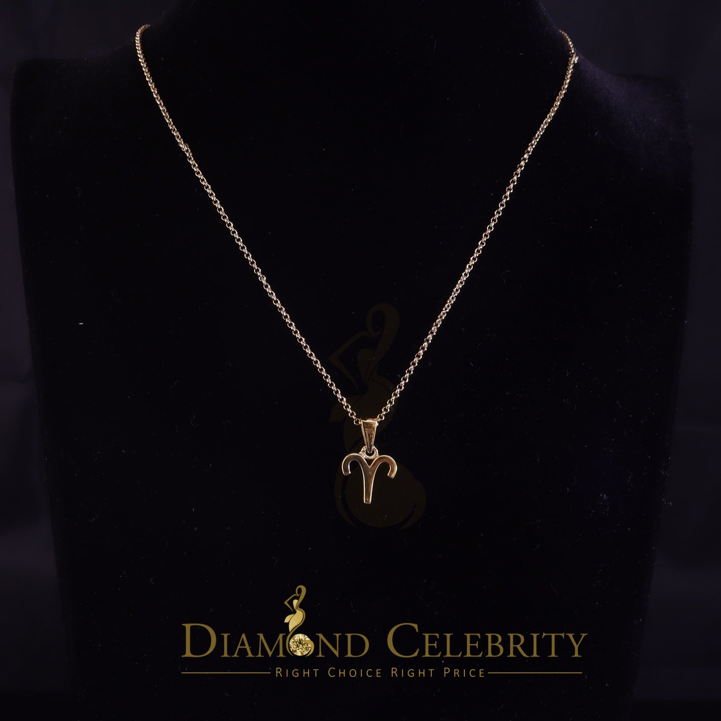 DiamondCelebritees 0.42ct Cubic ZirconiaYellow Silver ARIES-APRIL Month Pendant for Men's & Women's