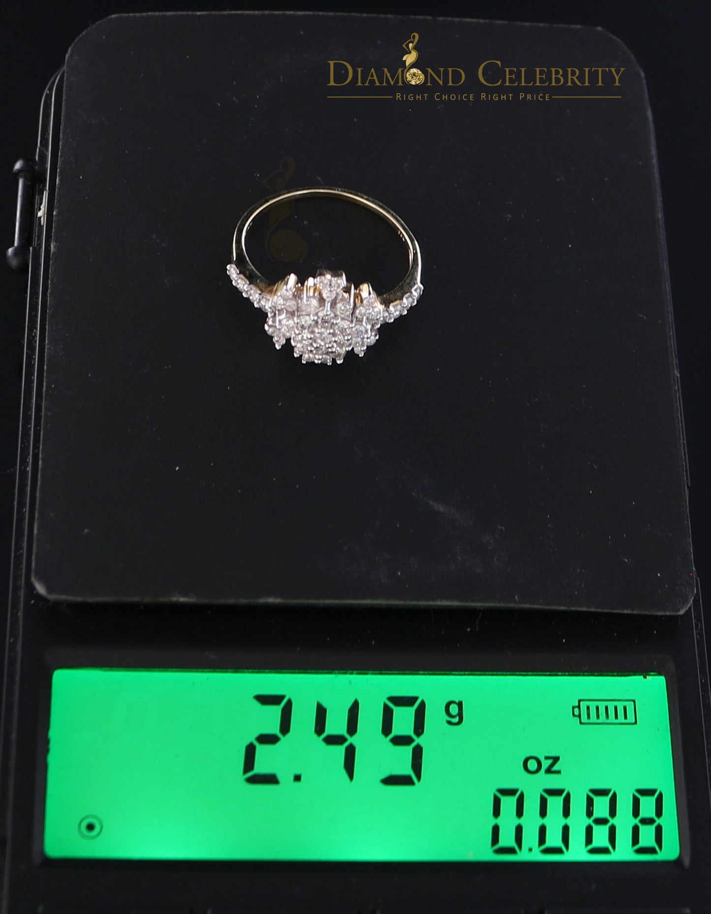 DiamondCelebritees Genuine 0.75CT Diamond with Real 10kt Yellow Gold SPARKLING FLOWER Ring Size 6.5
