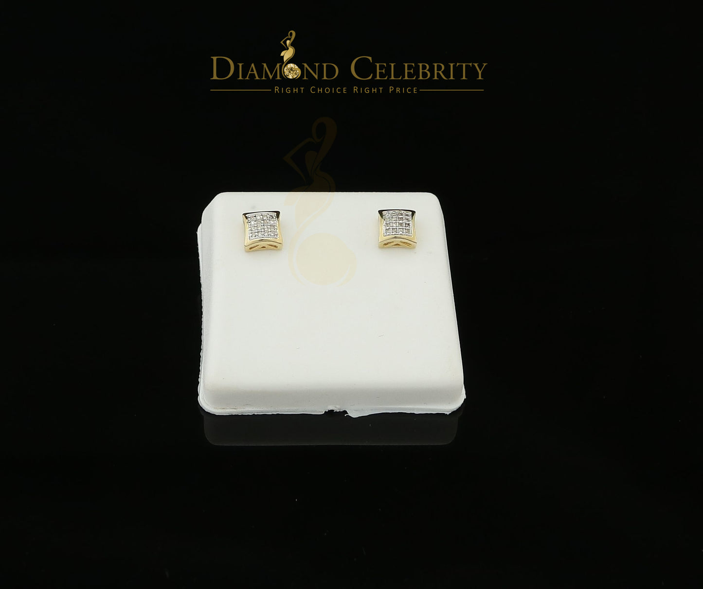 DiamondCelebritees 10K Yellow Real Gold Real Diamond 0.10CT Mens /Ladies Studd Earring