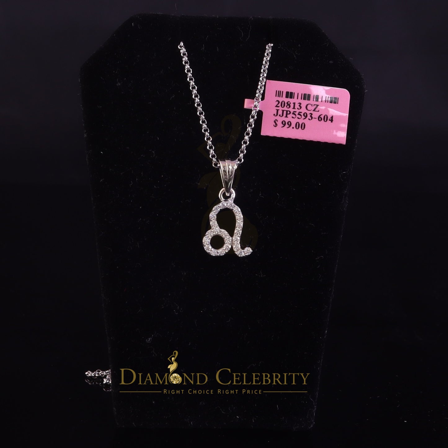 DiamondCelebritees 0.55ct Cubic Zirconia White Silver LEO-AUGUST Month Men's & Women's Pendant