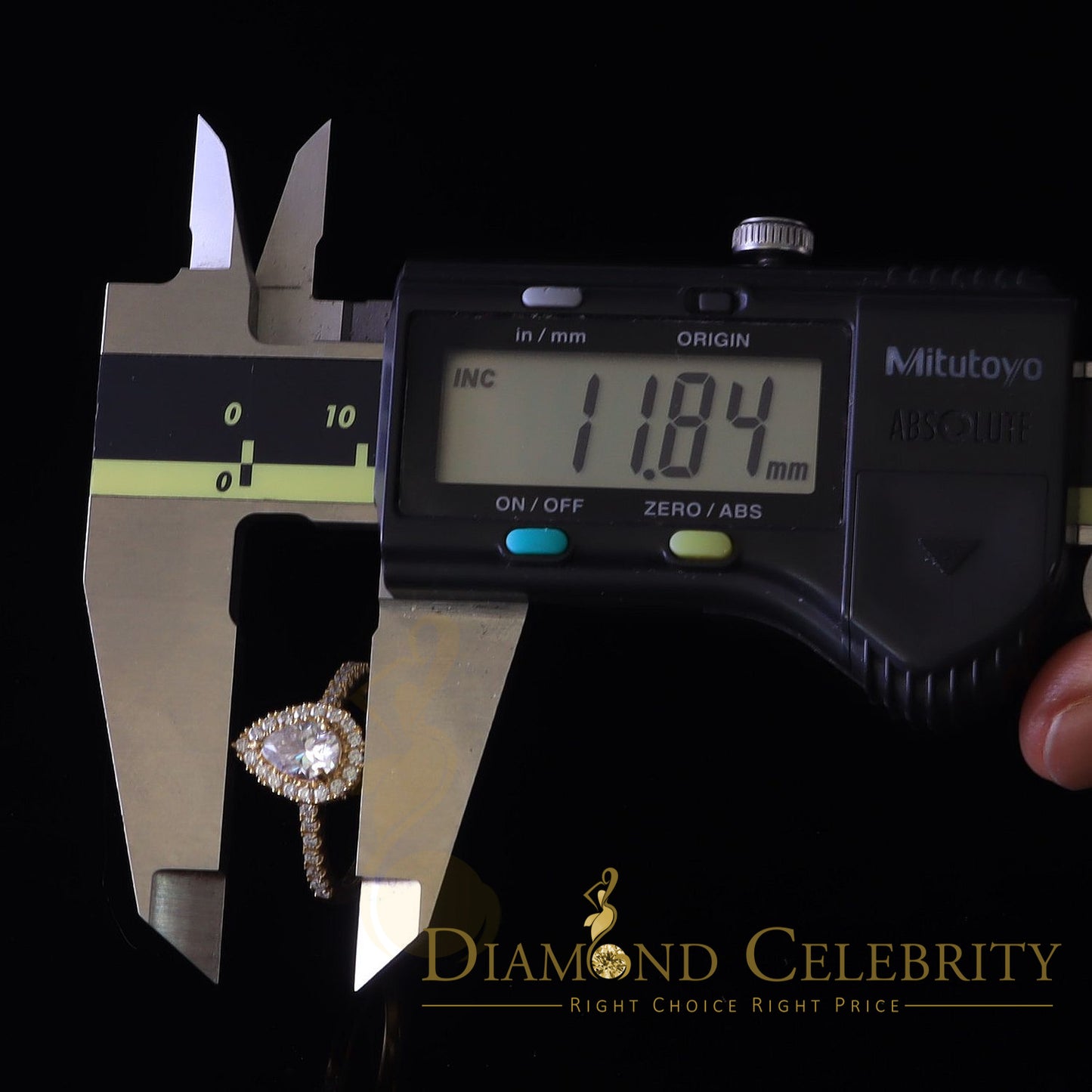 King Of Blings 10K Yellow Gold 1.50CT 'VVS' 'FL' D clr Pear Cut Moissonite Womens Ring Size 7