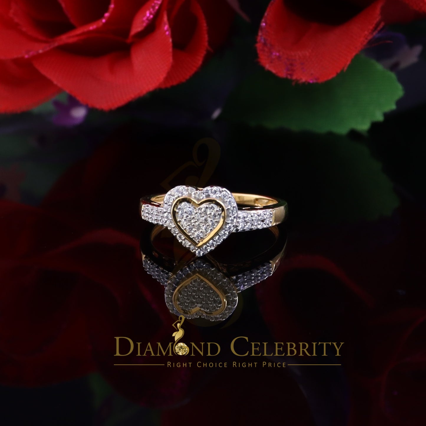 DiamondCelebritees 925 Silver 0.59ct Shiny Cubic Zirconia Yellow Heart Engagement Womens Ring SZ 7