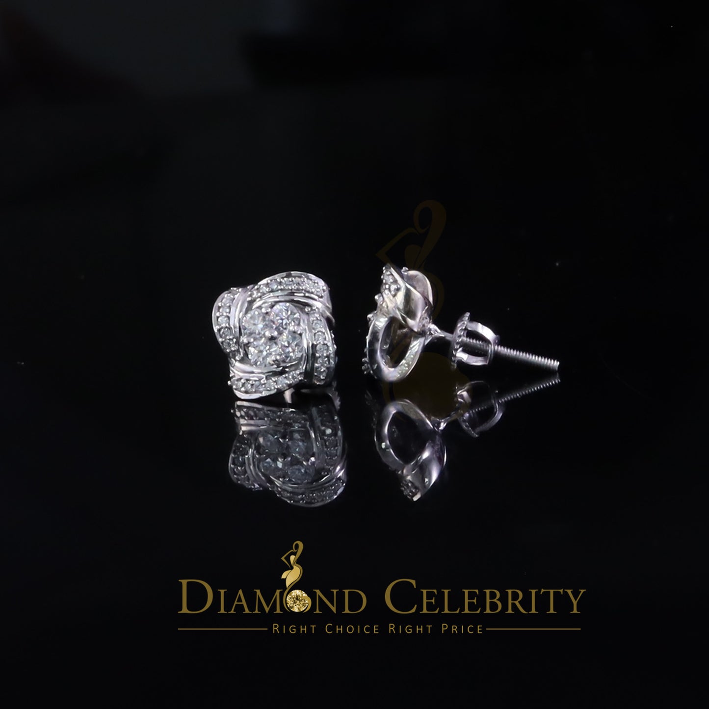 Diamondcelebritees New Men's/Womens 925 White Silver 0.50ct VVS D Moissanite Knot Stud Earrings