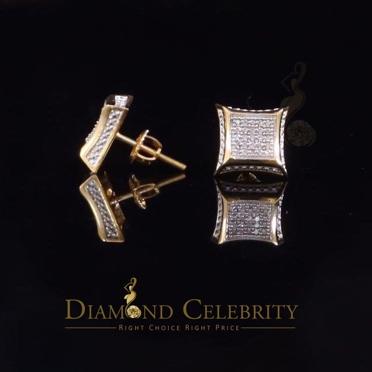DiamondCelebritees10K Yellow Real Gold Stud Earring with Real 0.20ct Diamond earrings