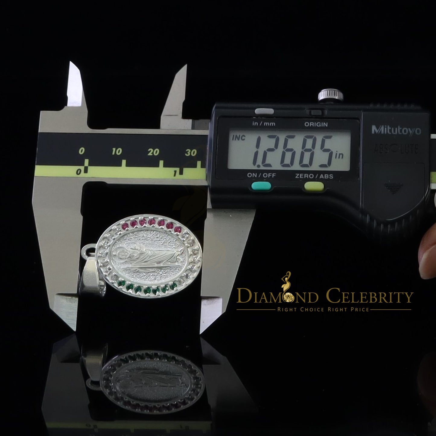 DiamondCelebritees 925 Sterling Silver St.Jude Multi Color CZ Men's/Women's Pendant White Religious