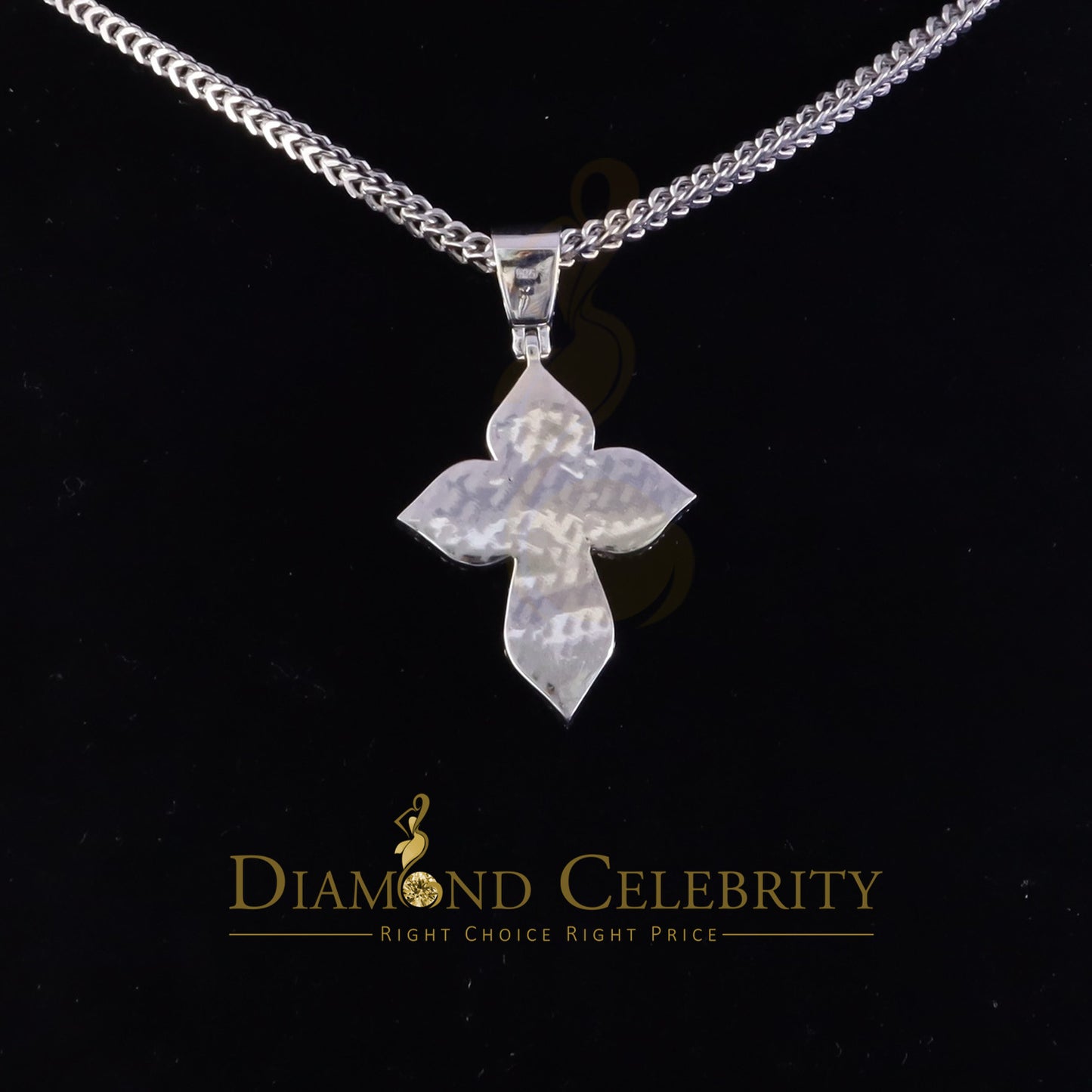 Diamondcelebritees 3.0ct VVS D Moissanite White Silver Charm Cross Floury Pendant Men's & Women's