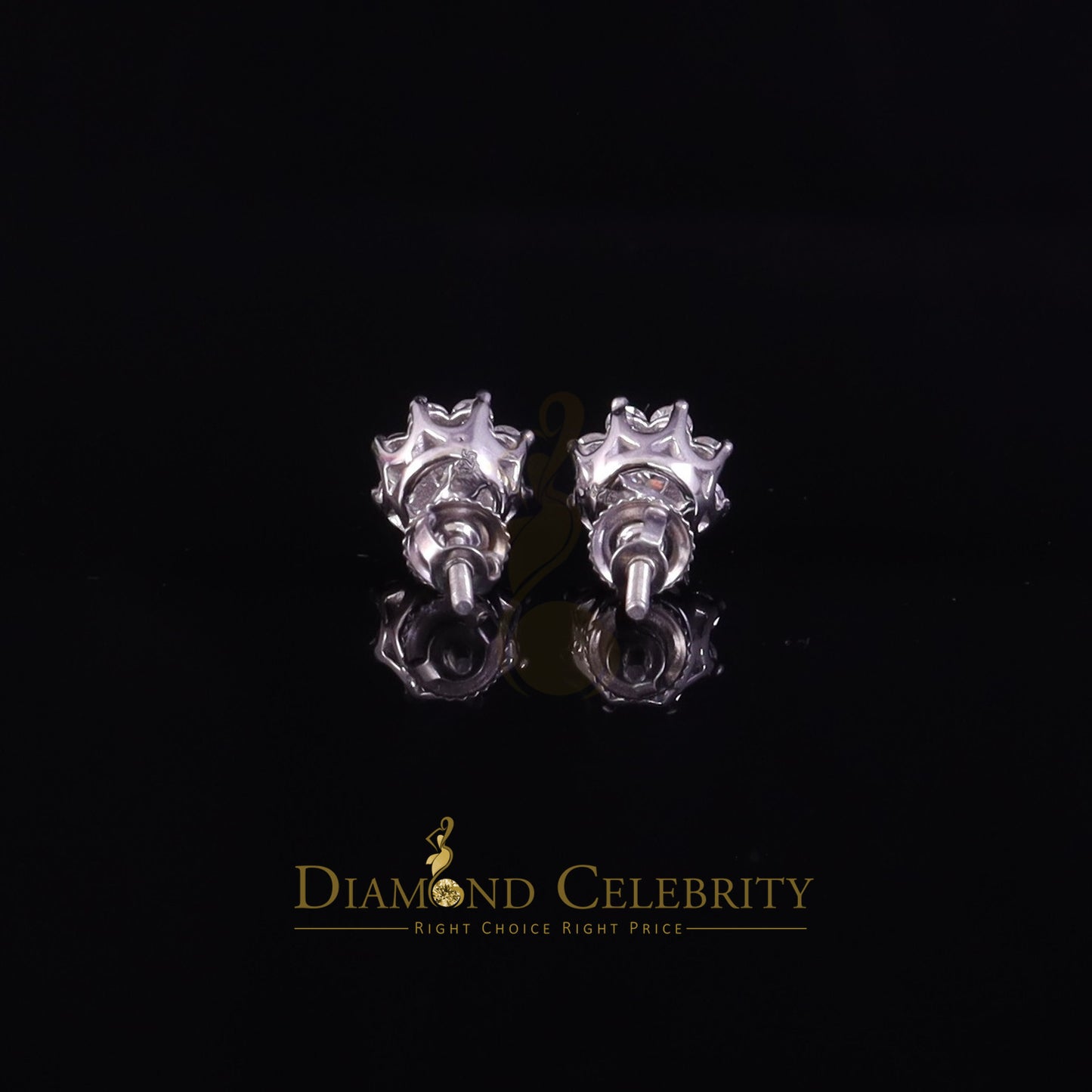 Diamondcelebritees Moissanite Floral Stud Earrings Men's/Womens 925 Silver White 1.00ct VVS 'D'