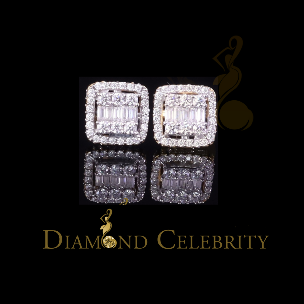 Diamondcelebritees Men's/Womens 925 Silver White 1.10ct VVS 'D' Moissanite Square Stud Earrings