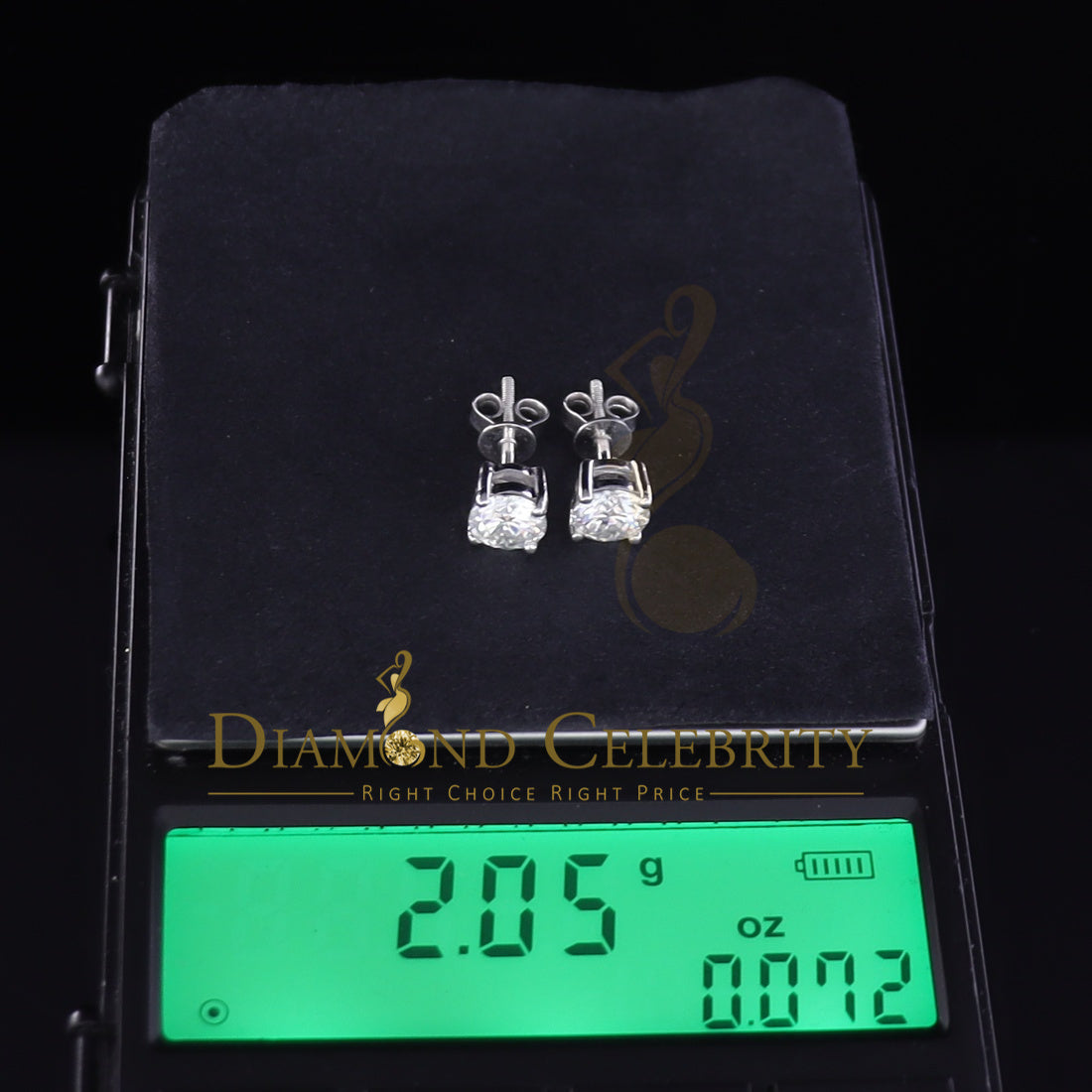 Diamondcelebritees Men's/Women Stud White 925 Silver 2.00ct VVS 'D' Moissanite Stud Stud Earrings