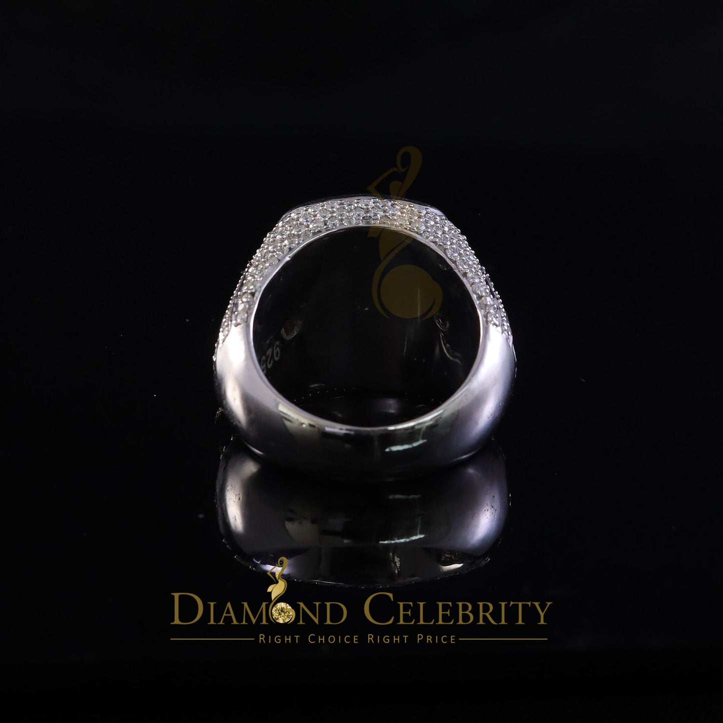 DiamondCelebritees 925 Sterling White Silver 5.50ct VVS 'D' Moissanite Round Rings SZ 10 for Men's