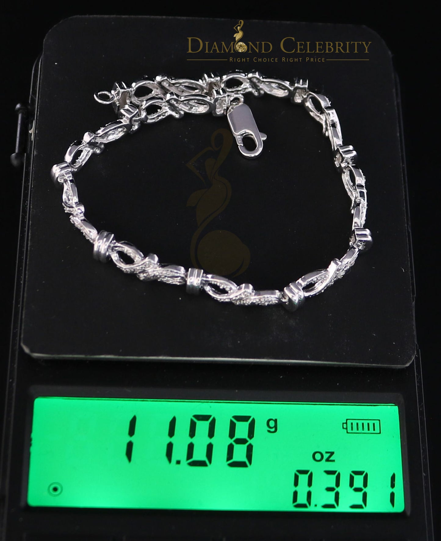 Diamondcelebritees 925 Sterling Silver White Bracelete Size 7 Inch with 0.22CT Genuine Diamonds