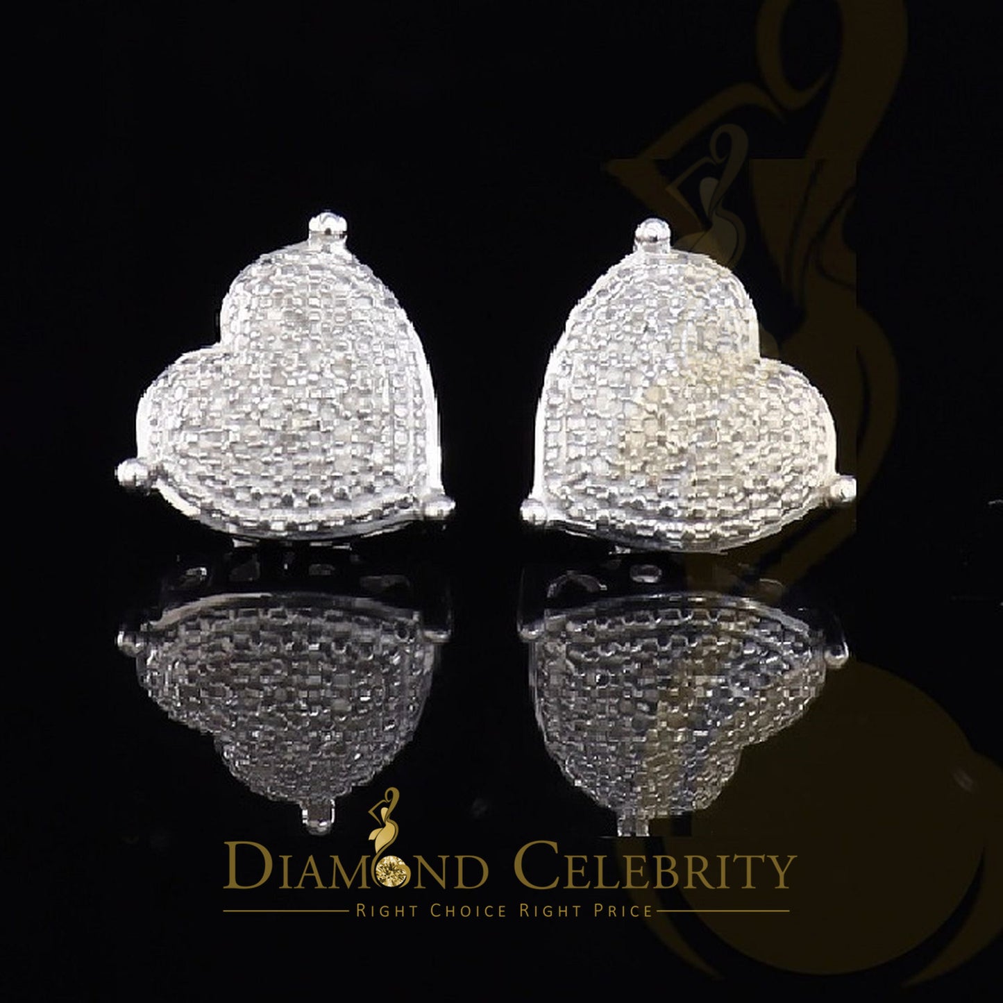 DiamondCelebritees Style Heart 925 White Silver 0.25ct Diamond Women's & Men's Fashion Earrings