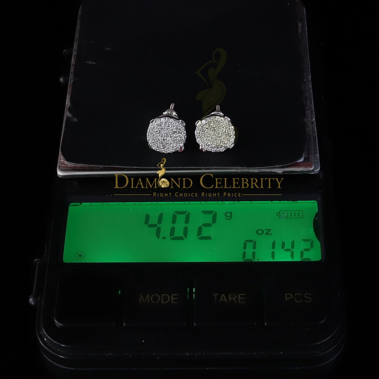 DiamondCelebritees White 925 Silver 0.90ct Cubic Zirconia Women's & Men's Hip Hop Round Earrings