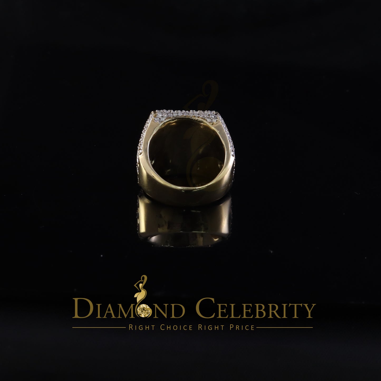 DiamondCelebritees Men's 925 Silver Yellow 4.00ct VVS 'D' Moissanite Square Rings Size 10