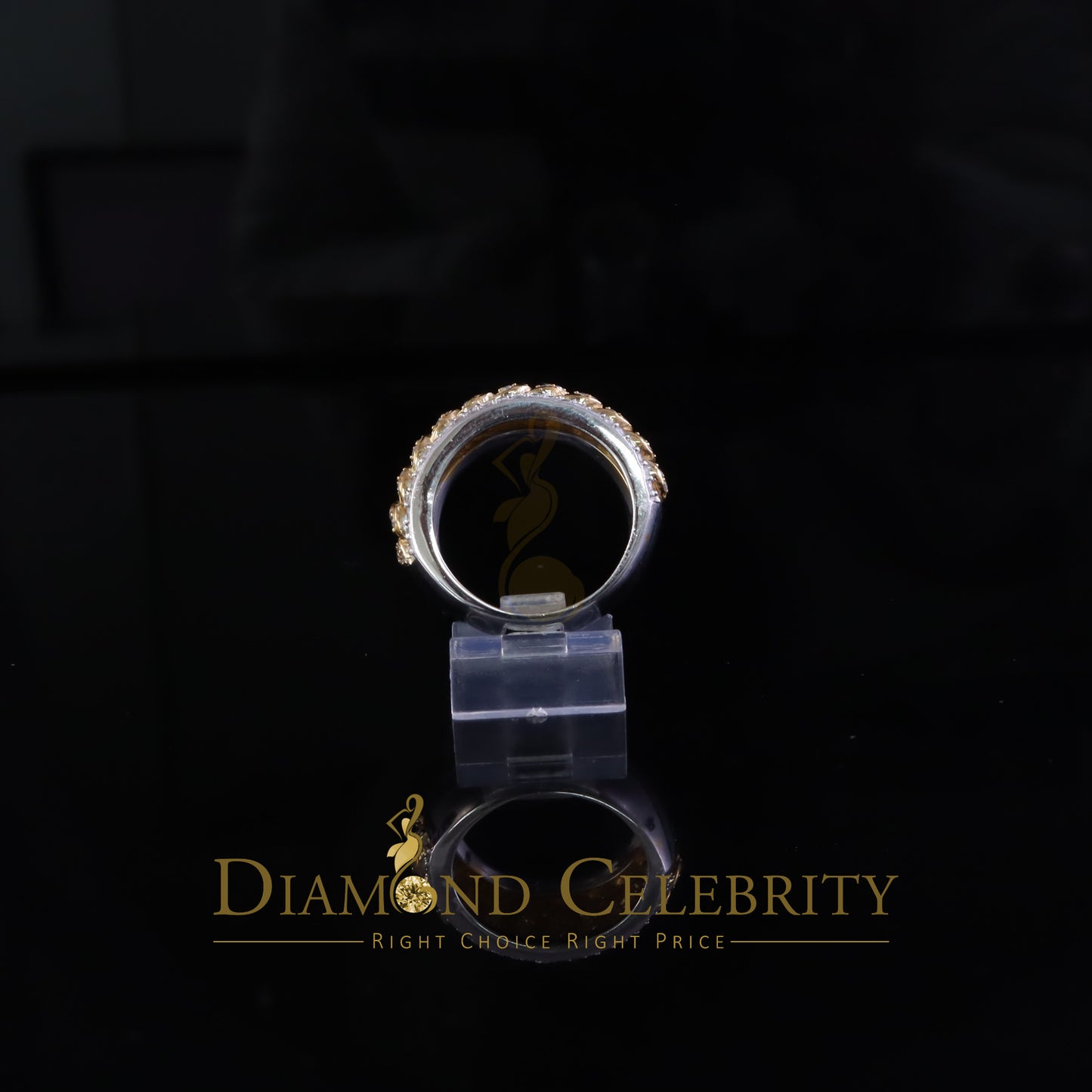 DiamondCelebritees 1.50ct Cuban Band 925 Silver For Men's & Women's Moissanite White Ring Size 8