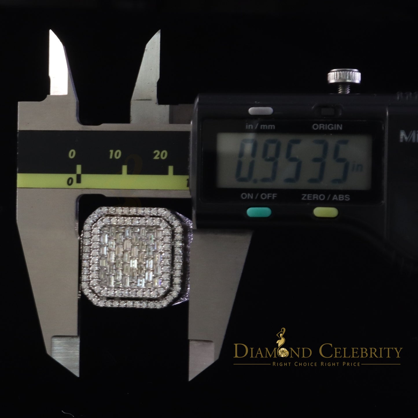 DiamondCelebritees Men's 925 White Silver 6.50ct VVS 'D' Moissanite Stone Square Rings Size 10
