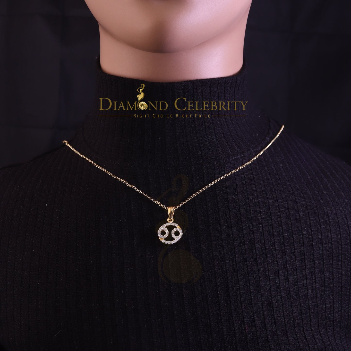 DiamondCelebritees 0.70ct Cubic Zirconia Yellow Silver CANCER JULY Month Pendant Men's & Women's