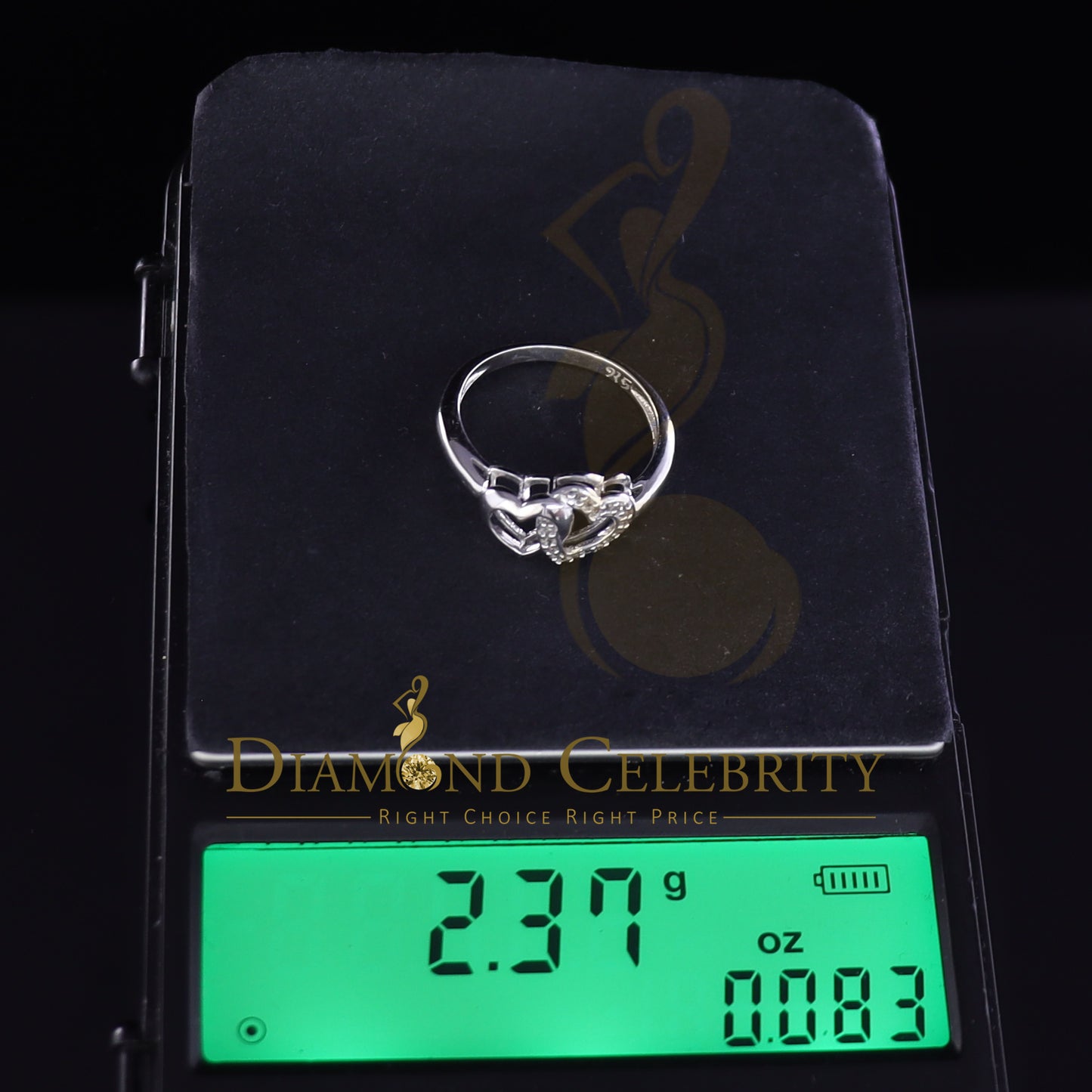 DiamondCelebritees 0.07 CT Real Diamond Womens 925 Sterling White Silver Shine Heart Ring Size 7