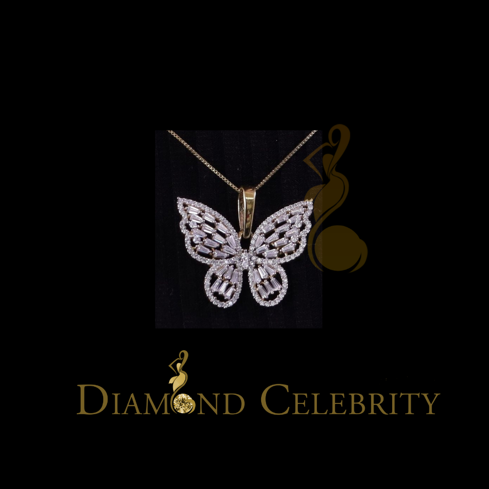 Diamondcelebritees Butterfly Pendant Men's/Womens 925 Silver Yellow 1.75ct VVS 'D' Moissanite
