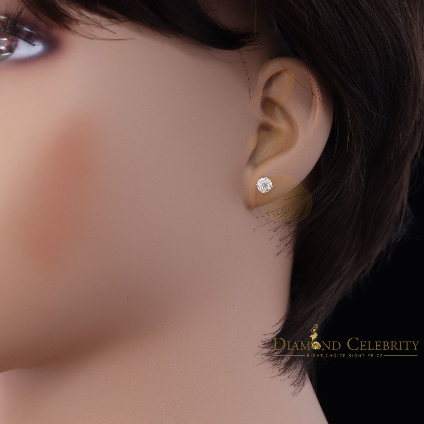 DiamondCelebritees Men's/Women's 925 silver Yellow 0.66ct VVS 'D' Moissanite Stud Stud Earrings