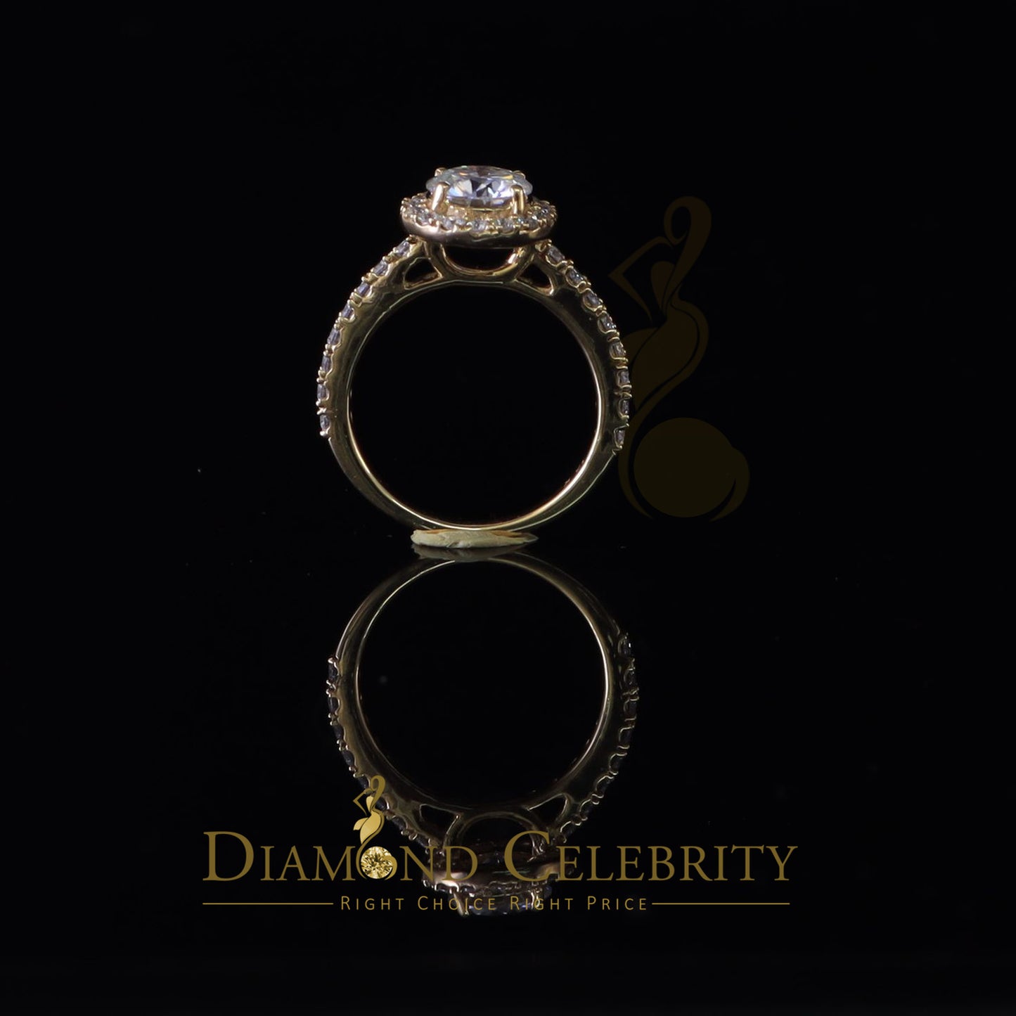 King Of Blings 10K Yellow Gold 3.00CT VVS' 'FL' D clr Round Moissonite Womens Ring S/7